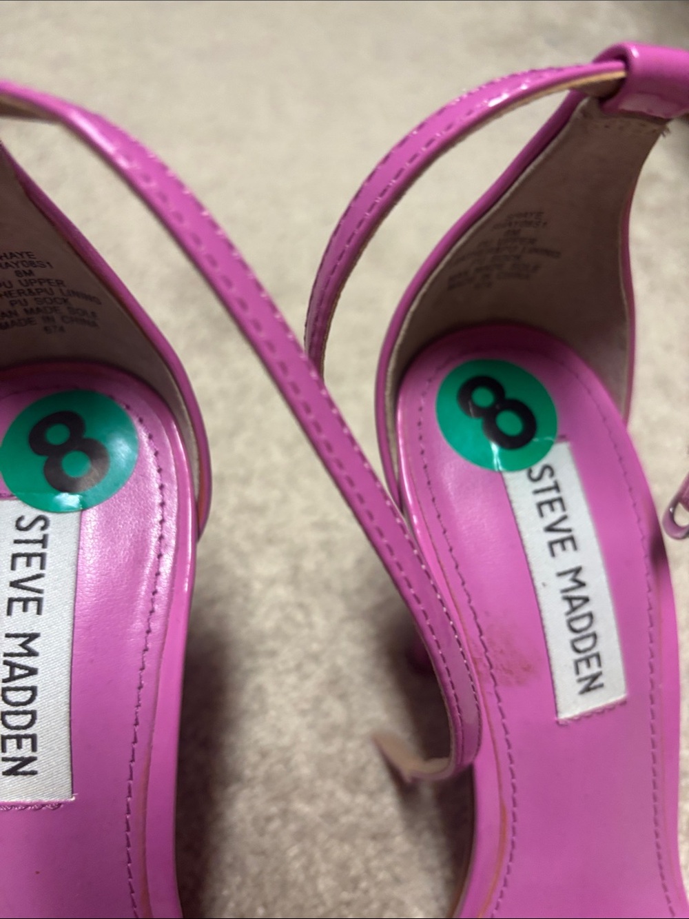 Steve Madden Hot Pink Patent Slingback Block Heels - Picture 3 of 5